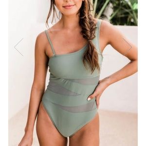 Olive green one piece swimsuit